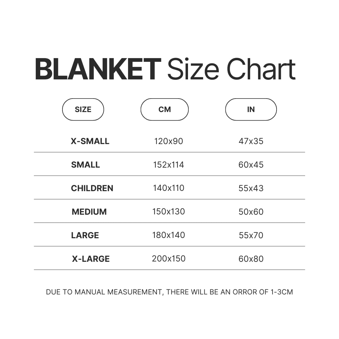 Blanket Size Chart - Chrono Trigger Shop