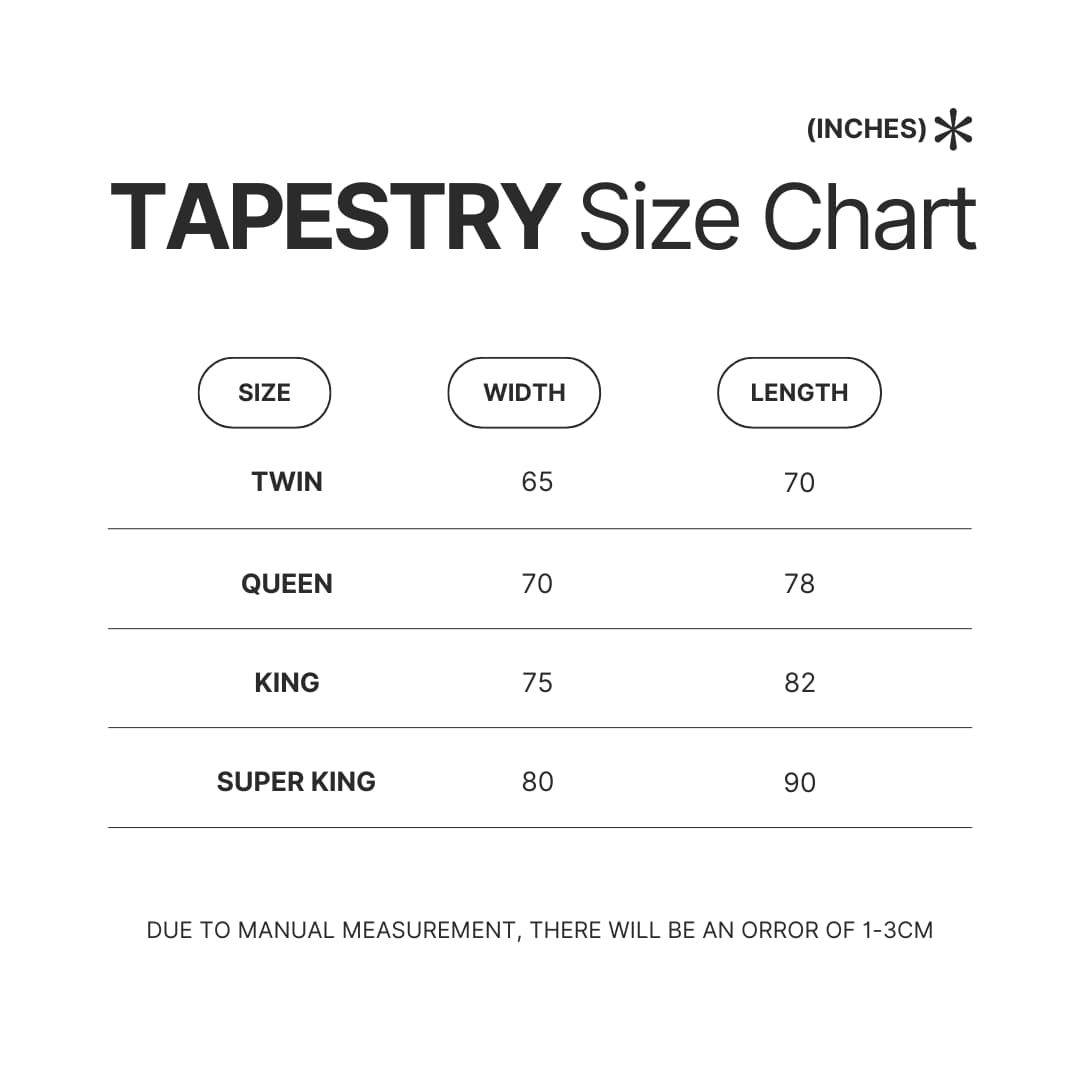 Tapestry Size Chart - Chrono Trigger Shop