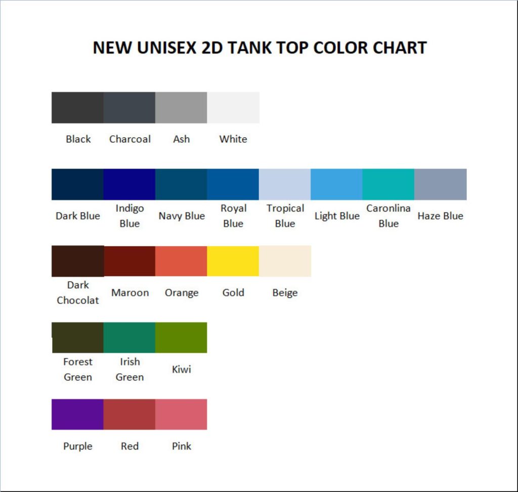 tank top color chart - Chrono Trigger Shop